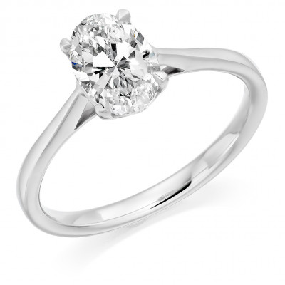 Oval Cut Solitaire with Plain Shoulders Engagement Ring Metal Image