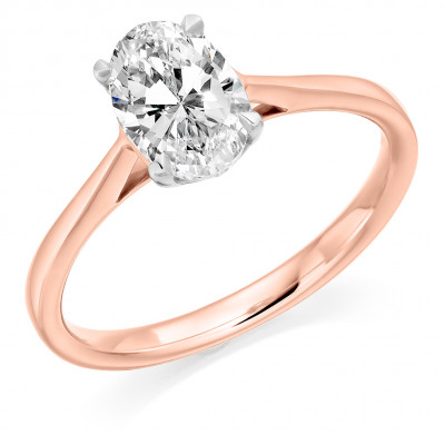 Oval Cut Solitaire with Plain Shoulders Engagement Ring Metal Image