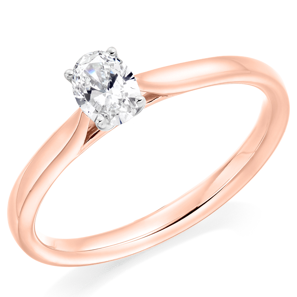 Oval Cut Solitaire with Plain Shoulders Engagement Ring Image