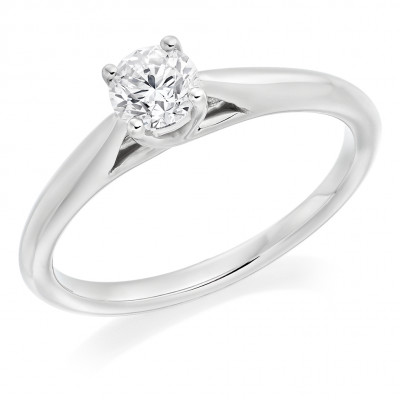 Round Brilliant Solitaire with Plain Shoulders Engagement Ring Metal Image