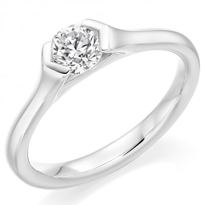 Round Brilliant Solitaire with Plain Shoulders Engagement Ring Metal Image