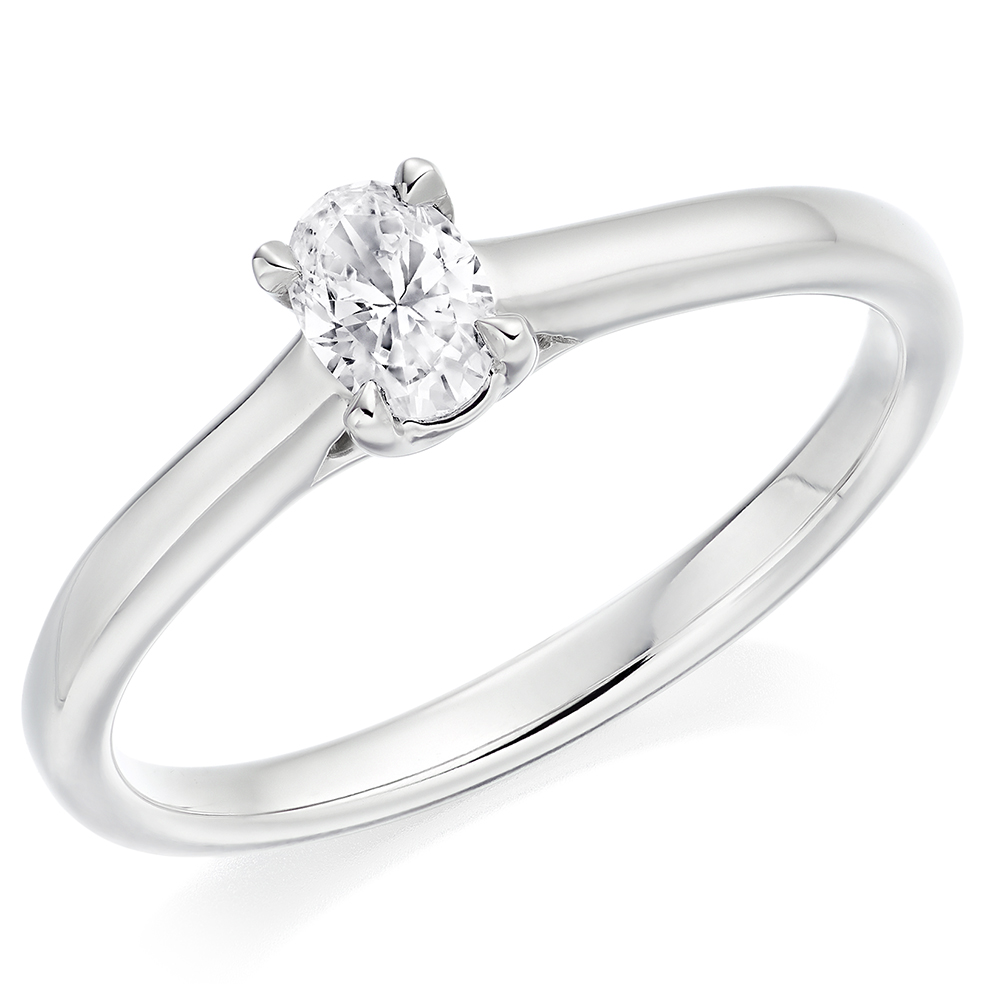 Image of Platinum Oval Cut Solitaire with Plain Shoulders Engagement Ring