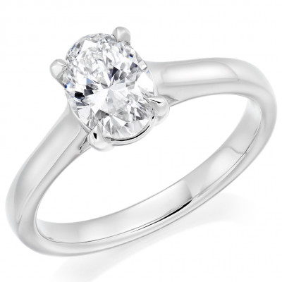 Oval Cut Solitaire with Plain Shoulders Engagement Ring Metal Image
