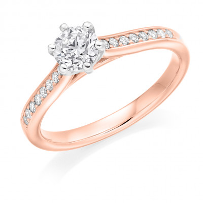 Round Brilliant Solitaire with Diamond Set Shoulders Engagement Ring Metal Image