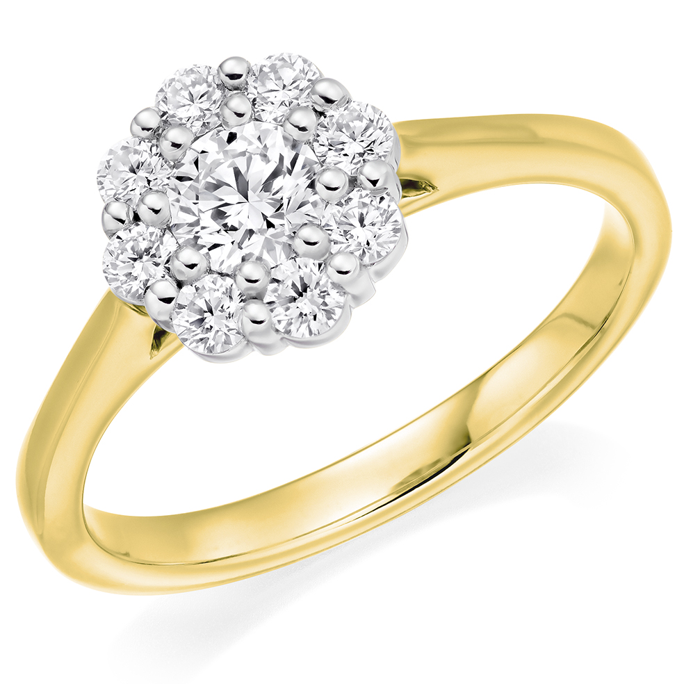 Round Brilliant Halo with Plain Shoulders Engagement Ring Image