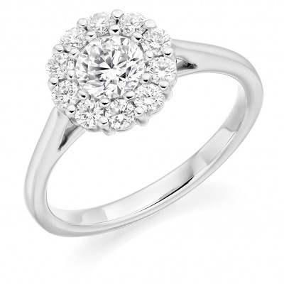 Round Brilliant Halo with Plain Shoulders Engagement Ring Metal Image