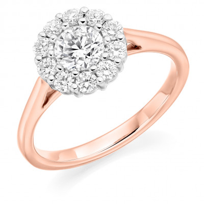 Round Brilliant Halo with Plain Shoulders Engagement Ring Metal Image
