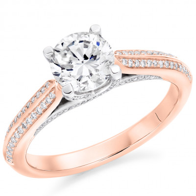 Round Brilliant Solitaire with Diamond Set Shoulders Engagement Ring Metal Image
