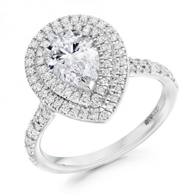 Pear Cut Halo with Diamond Set Shoulders Split Shoulders Engagement Ring Metal Image