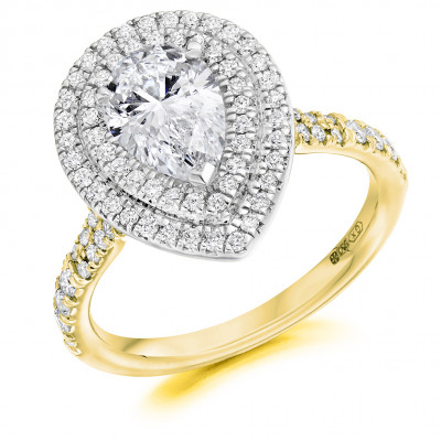 Pear Cut Halo with Diamond Set Shoulders Split Shoulders Engagement Ring Metal Image
