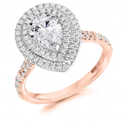 Pear Cut Halo with Diamond Set Shoulders Split Shoulders Engagement Ring Metal Image