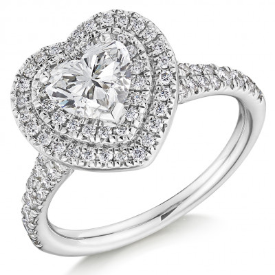 Heart Cut Halo with Diamond Set Shoulders Split Shoulders Engagement Ring Metal Image