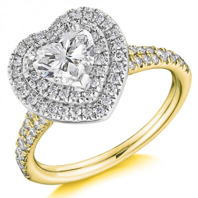 Heart Cut Halo with Diamond Set Shoulders Split Shoulders Engagement Ring Metal Image