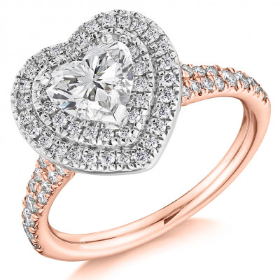 Heart Cut Halo with Diamond Set Shoulders Split Shoulders Engagement Ring Metal Image