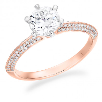 Round Brilliant Solitaire with Diamond Set Shoulders Engagement Ring Metal Image