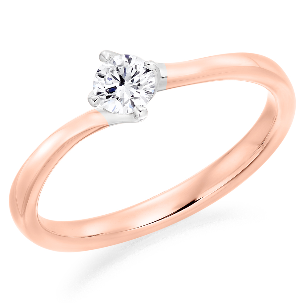 Image of Rose Gold Round Brilliant Solitaire with Plain Shoulders Engagement Ring