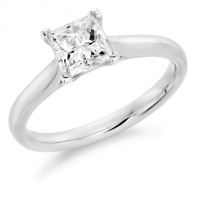 Princess Cut Solitaire with Plain Shoulders Engagement Ring Metal Image