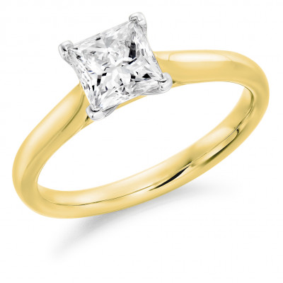 Princess Cut Solitaire with Plain Shoulders Engagement Ring Metal Image