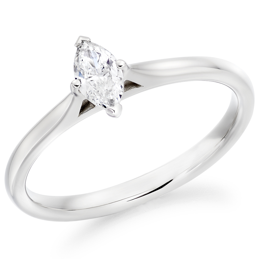 Image of Platinum Marquise Cut Solitaire with Plain Shoulders Engagement Ring