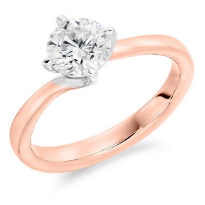 Round Brilliant Solitaire with Plain Shoulders Engagement Ring Metal Image