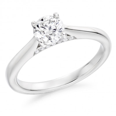 Round Brilliant Solitaire with Plain Shoulders Engagement Ring Metal Image