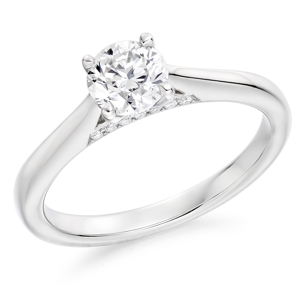 Image of White Gold Round Brilliant Solitaire with Plain Shoulders Engagement Ring