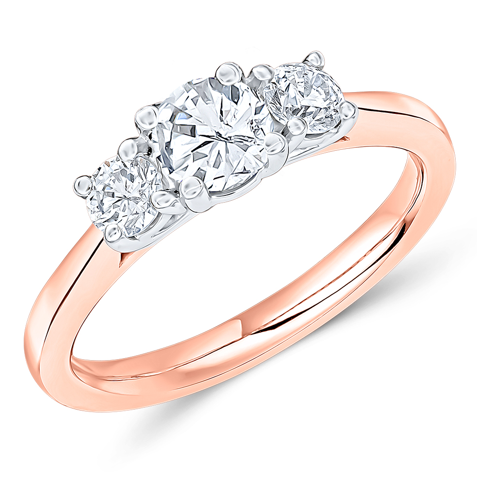 Round Brilliant Trilogy Set with Plain Shoulders  Trilogy Ring Image