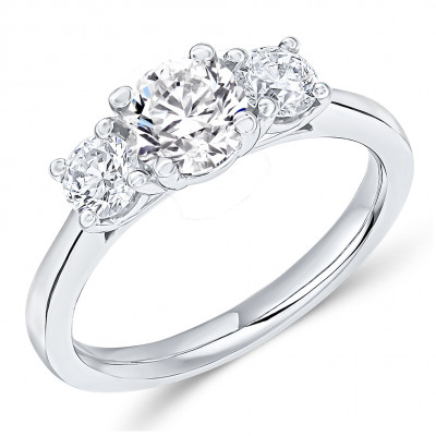 Round Brilliant Trilogy Set with Plain Shoulders  Trilogy Ring Metal Image