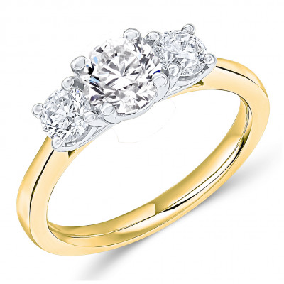 Round Brilliant Trilogy Set with Plain Shoulders  Trilogy Ring Metal Image