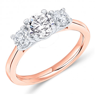 Round Brilliant Trilogy Set with Plain Shoulders  Trilogy Ring Metal Image