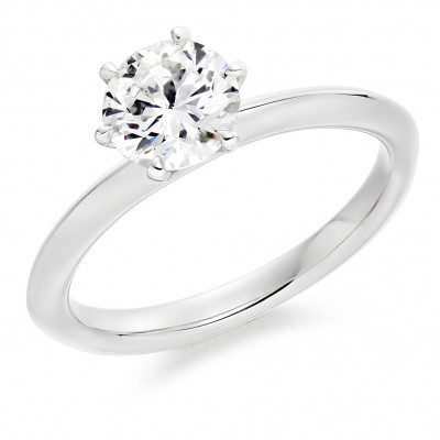 Round Brilliant Solitaire with Plain Shoulders Engagement Ring Metal Image