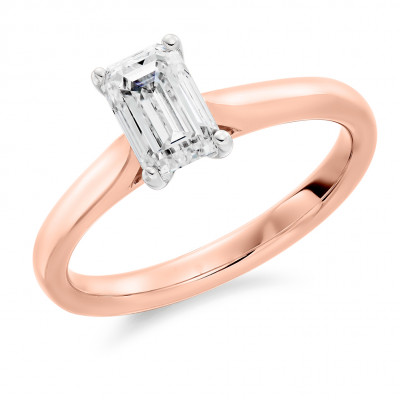 Emerald Cut Solitaire with Plain Shoulders Engagement Ring Metal Image