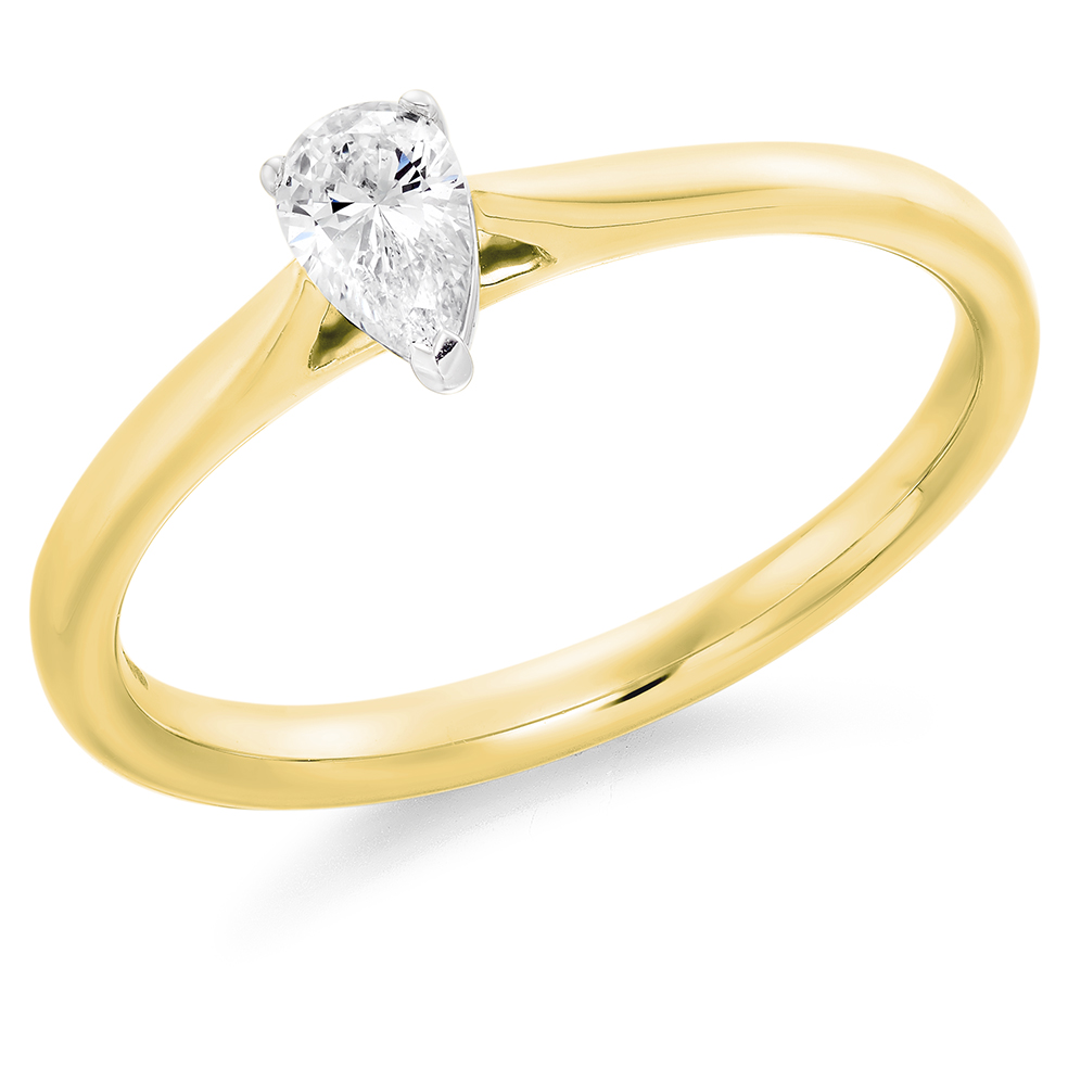 Pear Cut Solitaire with Plain Shoulders Engagement Ring Image