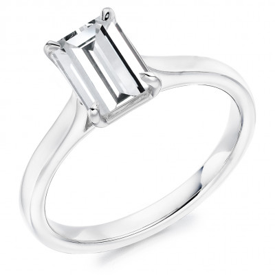 Emerald Cut Solitaire with Plain Shoulders Engagement Ring Metal Image