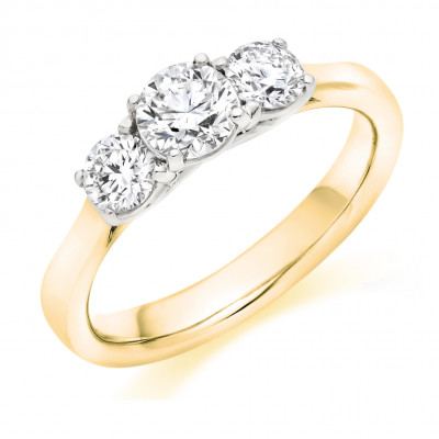 Round Brilliant Trilogy Set with Plain Shoulders Trilogy Ring Metal Image