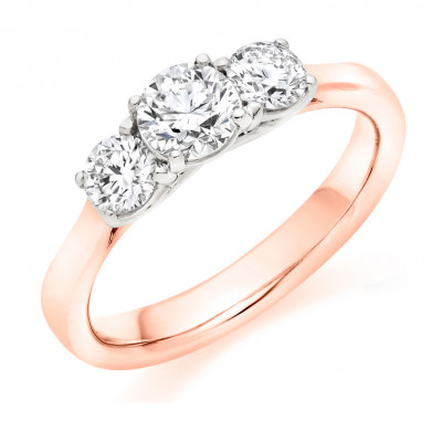 Round Brilliant Trilogy Set with Plain Shoulders Trilogy Ring Metal Image