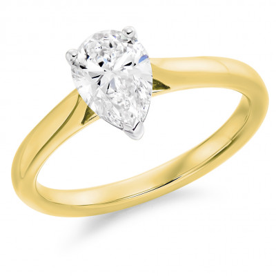 Pear Cut Solitaire with Plain Shoulders Engagement Ring Metal Image