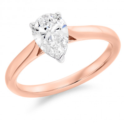 Pear Cut Solitaire with Plain Shoulders Engagement Ring Metal Image
