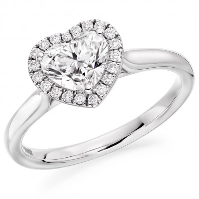 Heart Cut Halo with Plain Shoulders Engagement Ring Metal Image