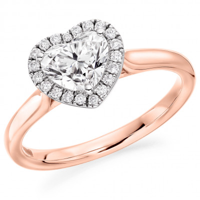 Heart Cut Halo with Plain Shoulders Engagement Ring Metal Image