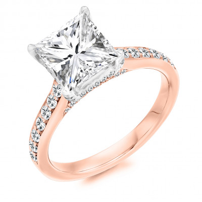 Princess Cut Solitaire with Diamond Set Shoulders Engagement Ring Metal Image