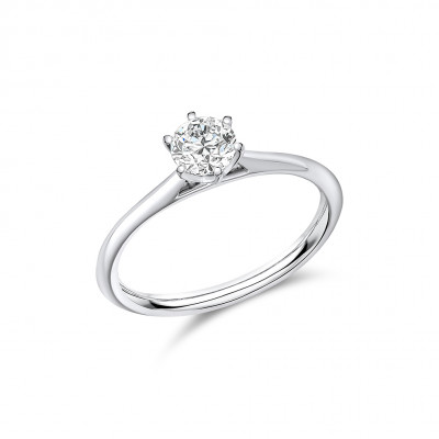 Round Brilliant Solitaire with Plain Shoulders Engagement Ring Metal Image