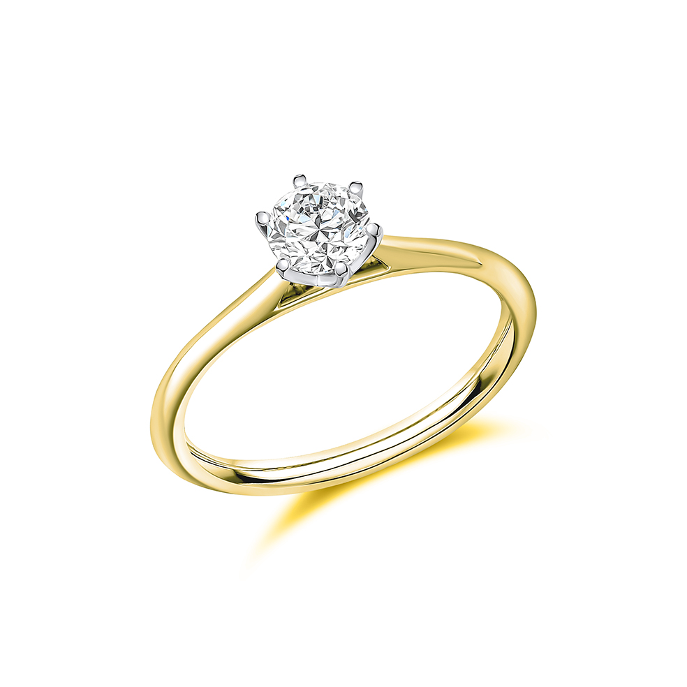 Round Brilliant Solitaire with Plain Shoulders Engagement Ring Image