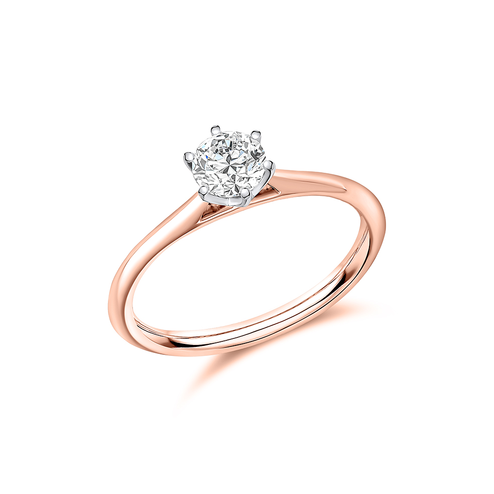 Round Brilliant Solitaire with Plain Shoulders Engagement Ring Image