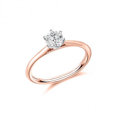 Round Brilliant Solitaire with Plain Shoulders Engagement Ring Metal Image