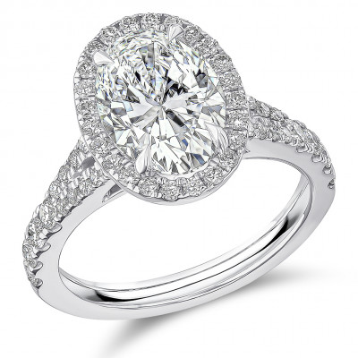 Oval Cut Halo with Diamond Set Shoulders Split Shoulders Engagement Ring Metal Image