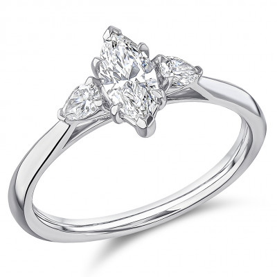 Marquise Cut Trilogy Set with Plain Shoulders  Trilogy Ring Metal Image
