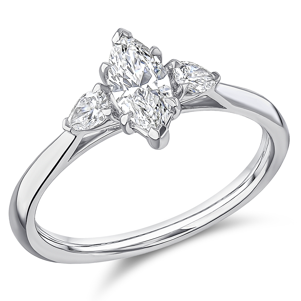 Marquise Cut Trilogy Set with Plain Shoulders  Trilogy Ring Image