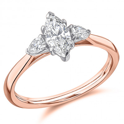 Marquise Cut Trilogy Set with Plain Shoulders  Trilogy Ring Metal Image