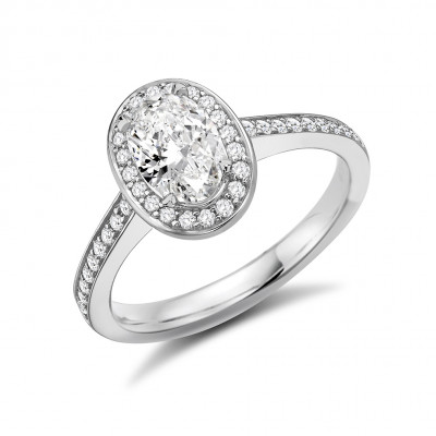 Oval Cut Halo with Diamond Set Shoulders Engagement Ring Metal Image